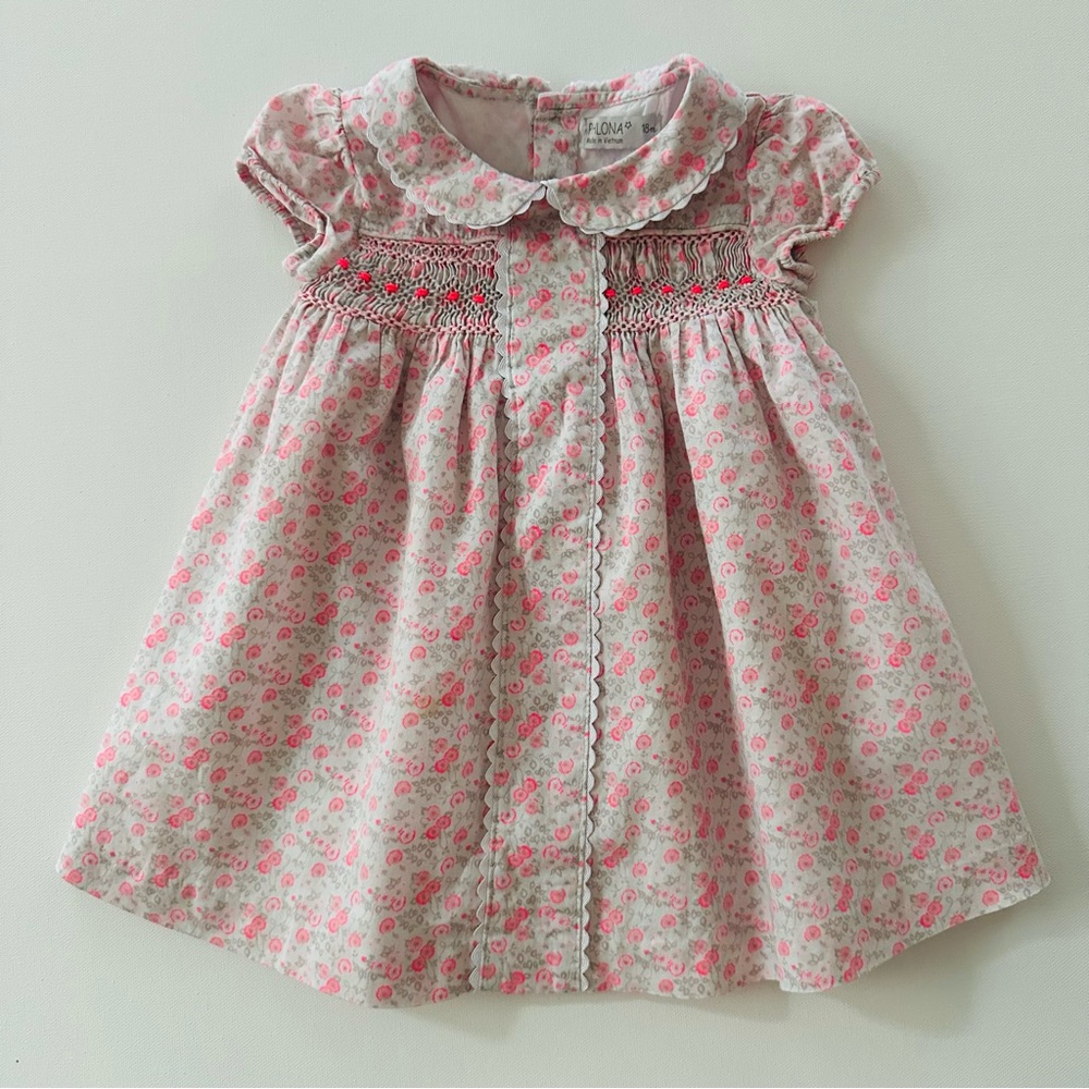 Phlona 18 Months Baby Girl Pink Floral Smocked Dress Spring Summer